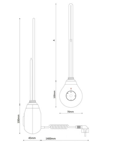 Elektrická vykurovacia tyč DROP Plus 300W s termostatom biela