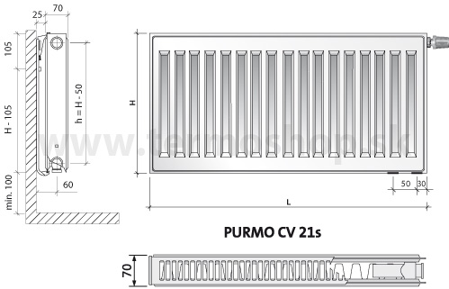 Radiátor Purmo CV21s 500/2000