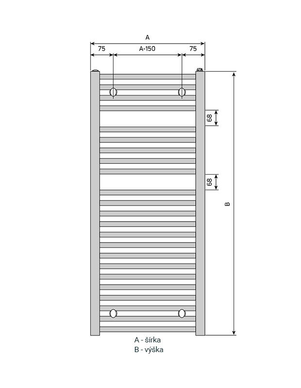 Kúpelňový radiátor Purmo Flores CH 400 x 770 rovný, chróm